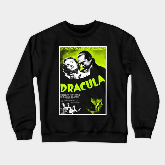 Dracula Bela Lugosi Horror Movie Poster Crewneck Sweatshirt by Juandamurai